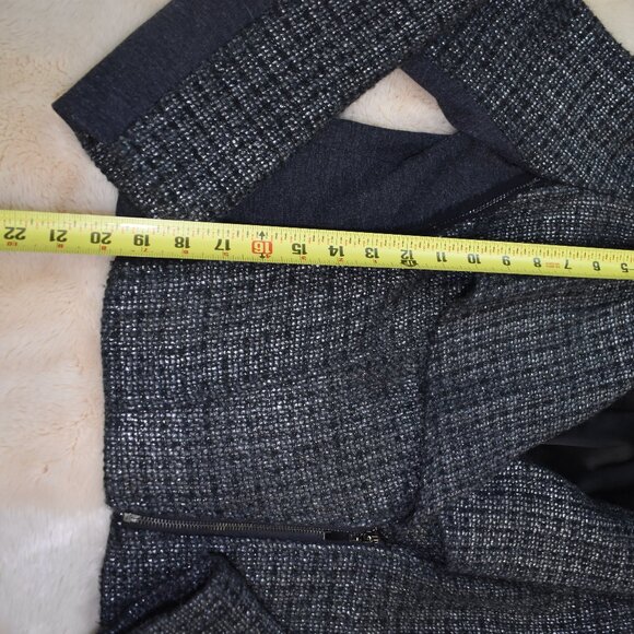 Cache Gray Tweed Wool Blend Biker Jacket Size 10 Asymmetrical Zip Moto Blazer - Picture 9 of 9